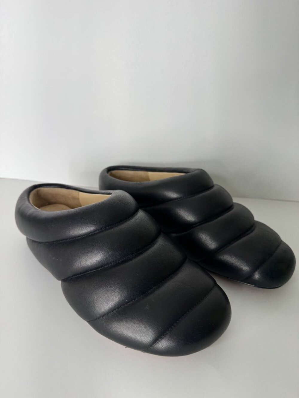 Proenza Schouler Rondo Black Quilted Leather Slipper Shoes Size 37.5 US 7.5